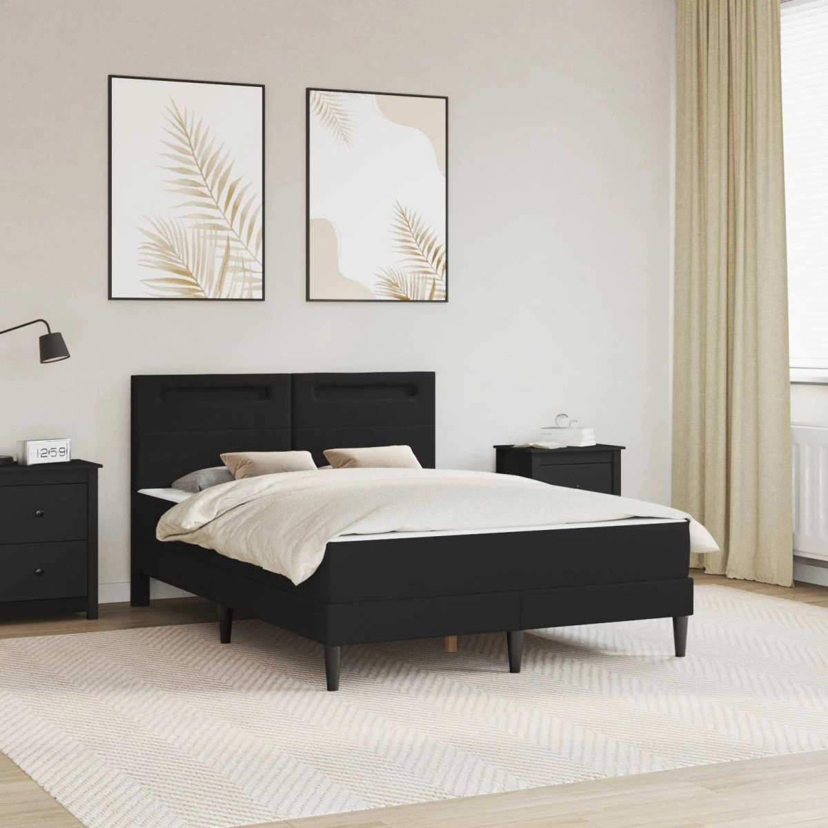 vidaXL Sengeramme med madras 120 x 200 cm Sort Kunstlæder