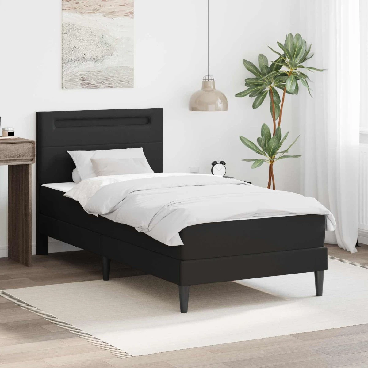 vidaXL Sengeramme med madras 80x200 cm Sort Kunstlæder