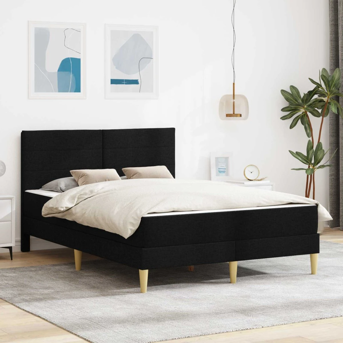 vidaXL Sengeramme med madras, sort, 120 x 200 cm