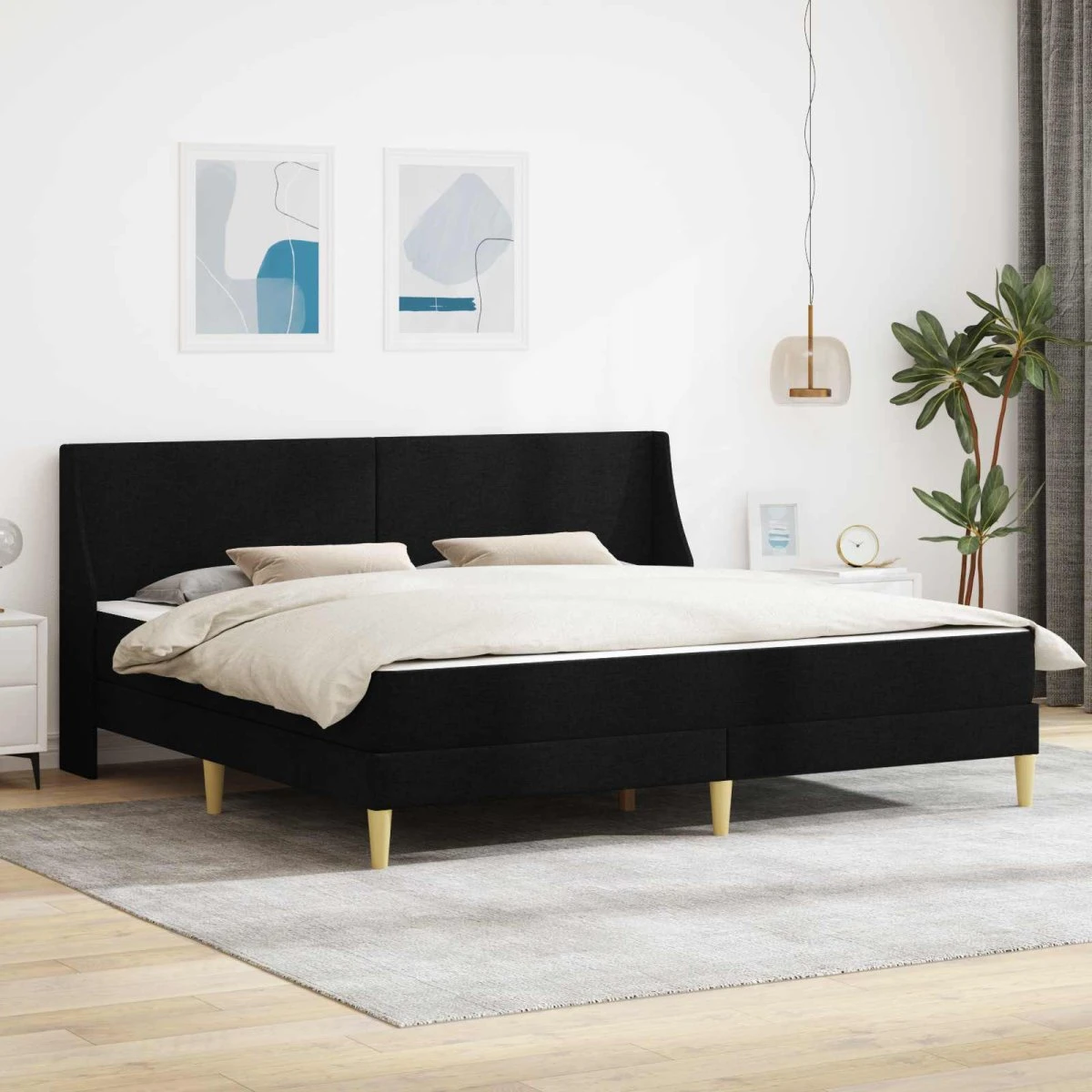 vidaXL Sengeramme med madras, Sort, 180 x 200 cm