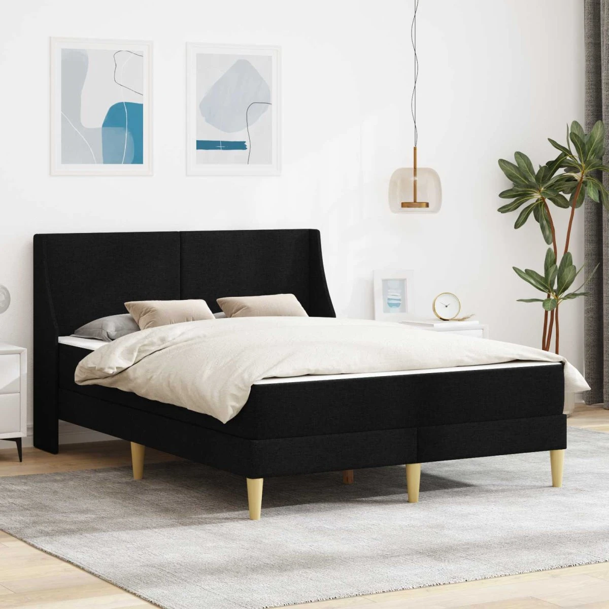 vidaXL Sengeramme med madras 140 x 200 cm - Sort