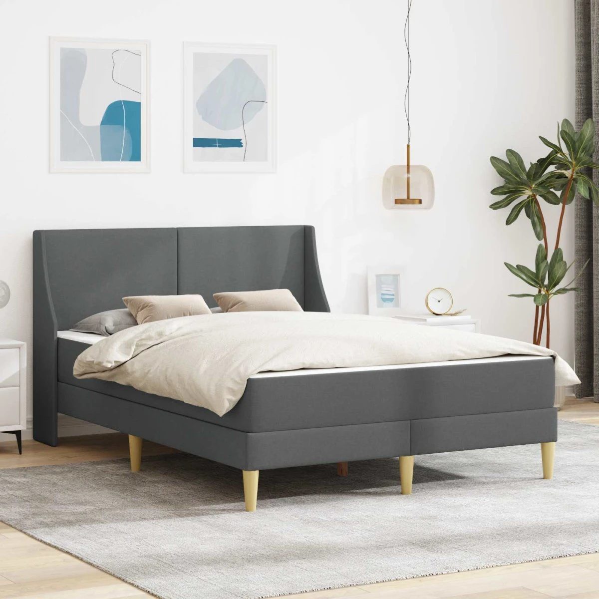 vidaXL Sengeramme med madras 120 x 200 cm - Mørkegrå