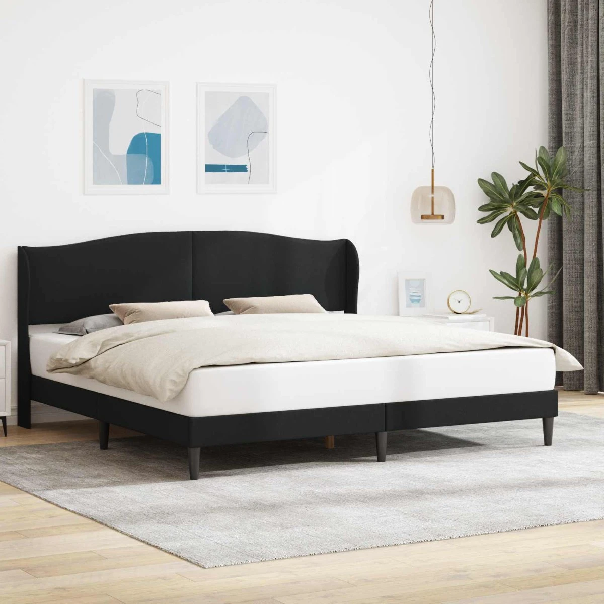 vidaXL Sengestel med hovedgærde Sort 180 x 200 cm Kunstlæder