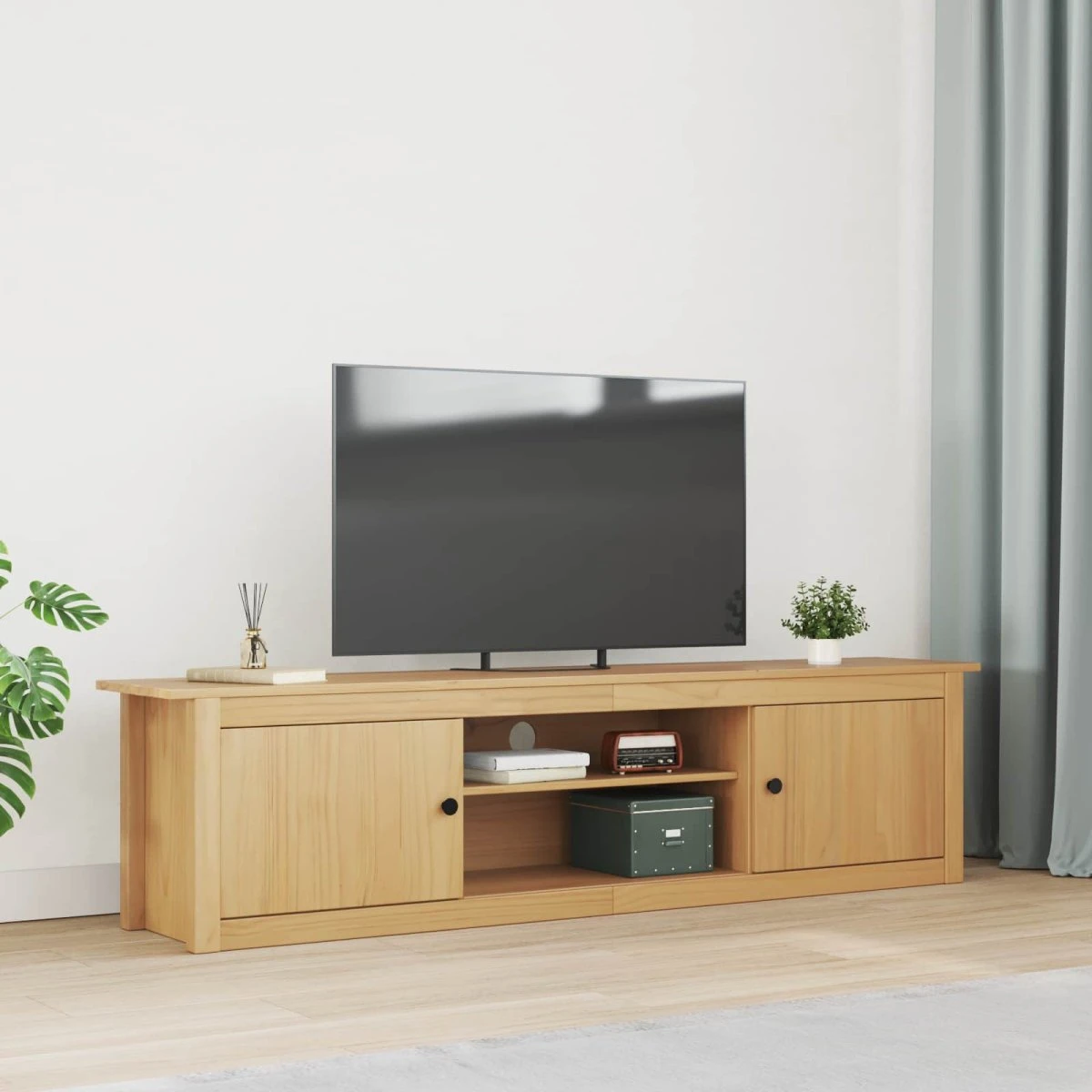 vidaXL HILL TV-stativ i massivt fyrretræ - Honningbrun (158x40x39,5 cm)