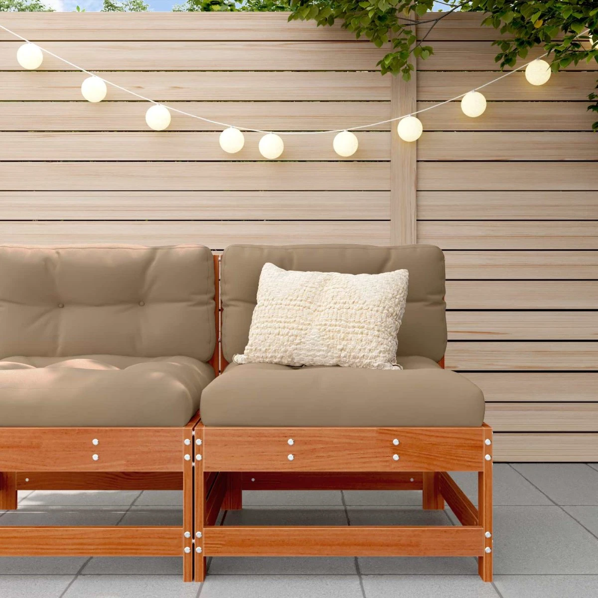 vidaXL Have Mellem Sofa i Massivt Fyrretræ - Voksbrun