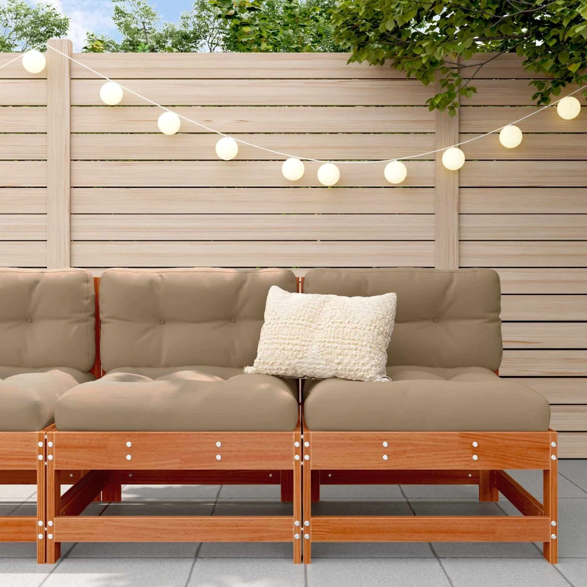 vidaXL Have Mellem Sofa i Massivt Fyrretræ, Voksbrun, 124x62x70,5 cm