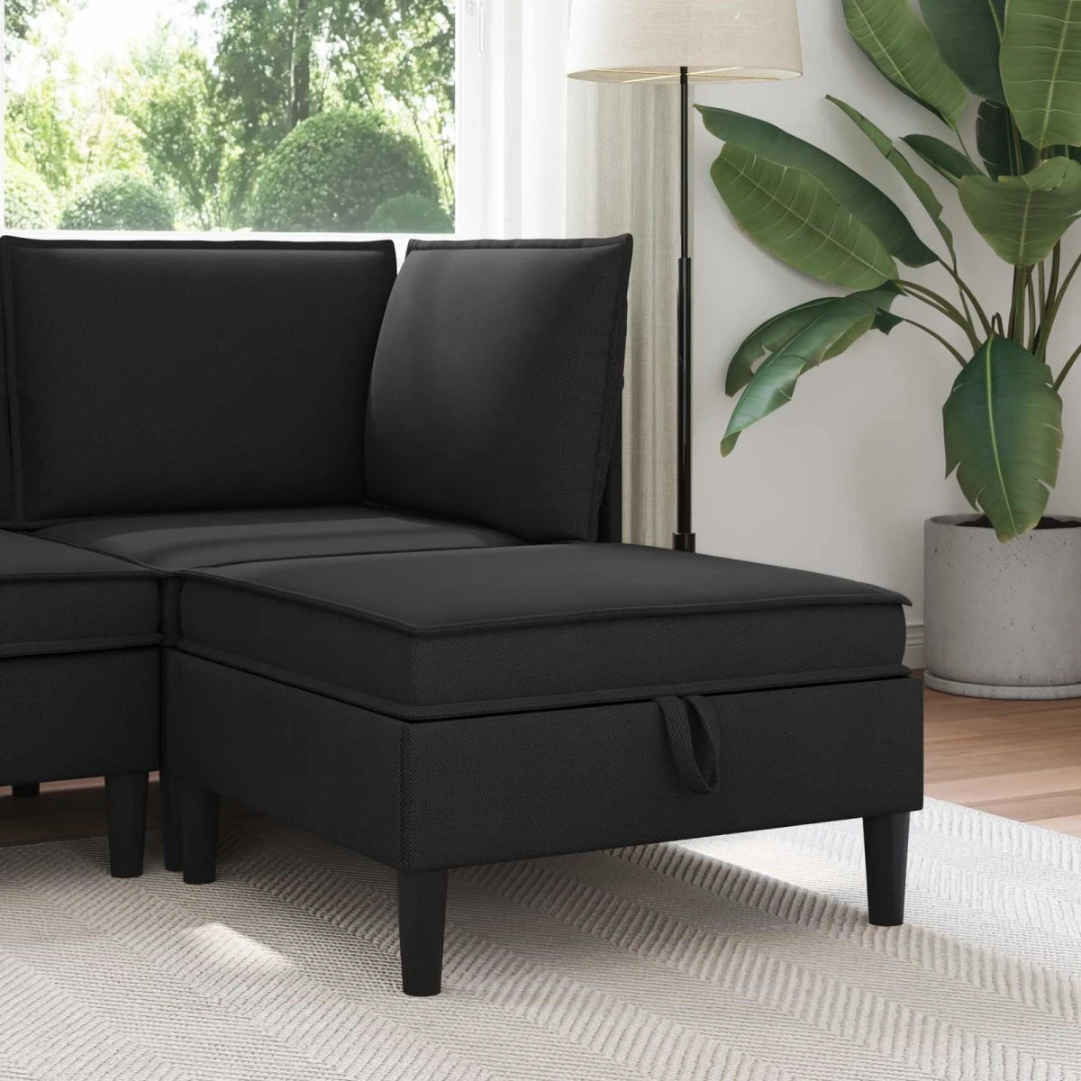 vidaXL Sofa Puff med Opbevaring i Sort Fløjl, 70x70x40 cm