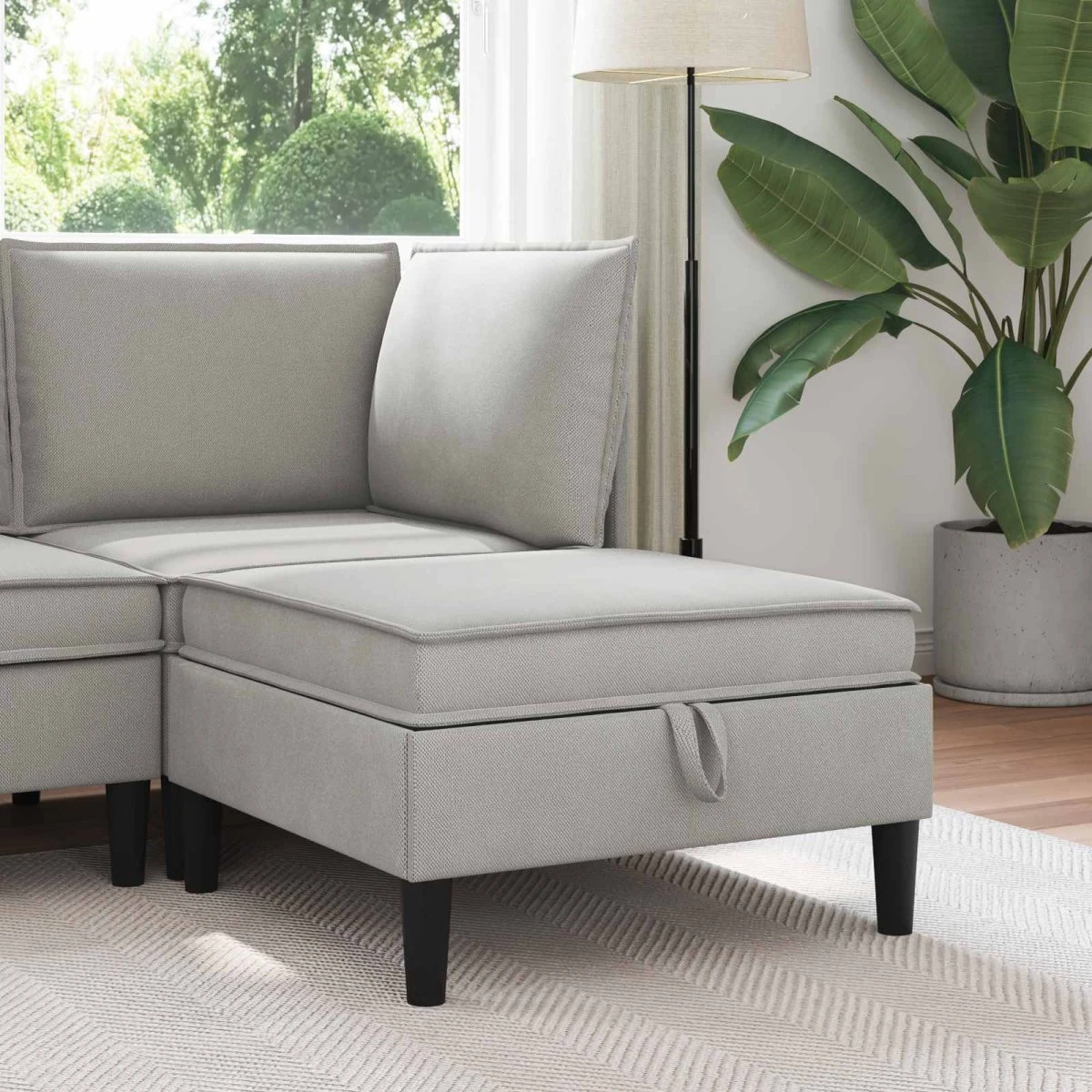 vidaXL Sofa Puff med opbevaring i lysegrå fløjl, 70 x 70 cm