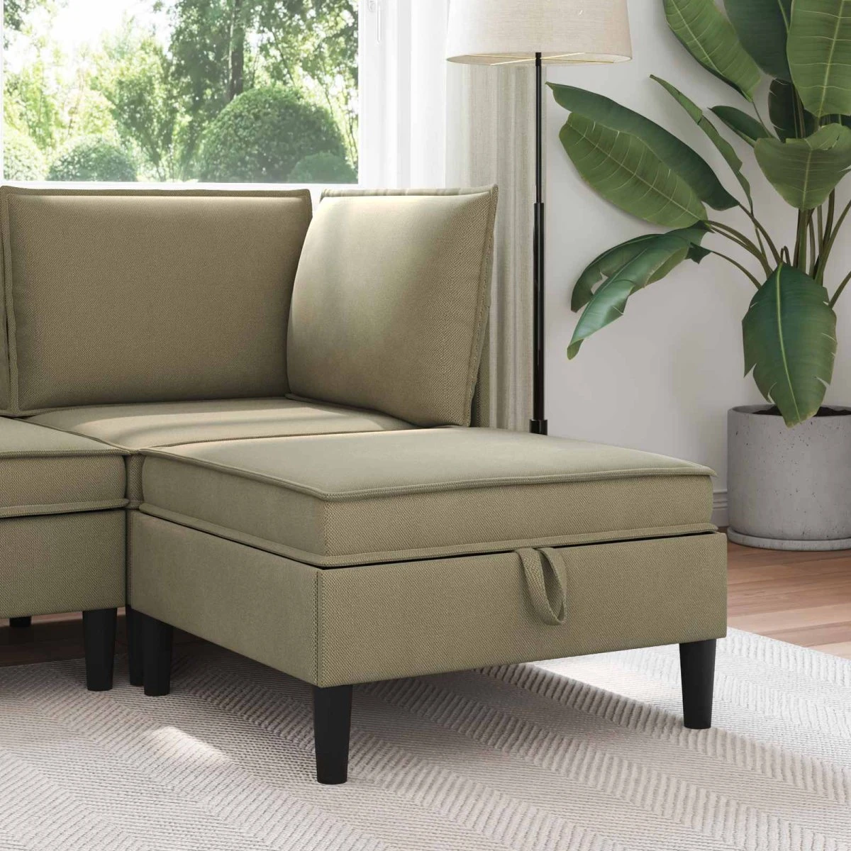 vidaXL Sofa Puff med opbevaring i kakifarvet fløjl, 70x70 cm