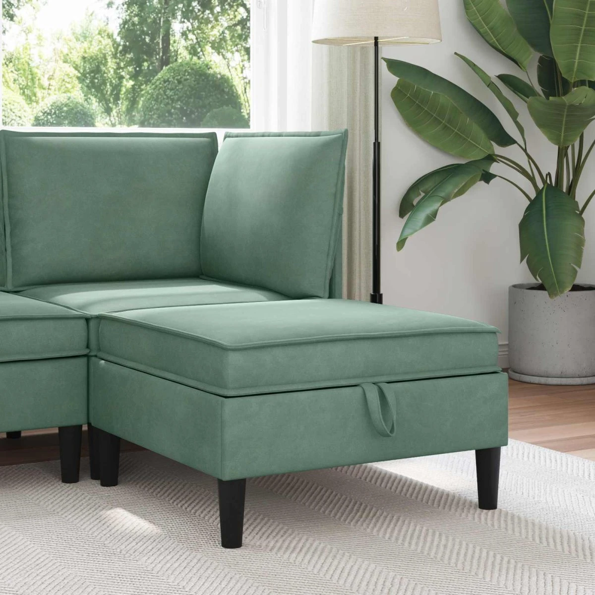 vidaXL Sofa Puff med opbevaring i havgrøn fløjl, 70x70 cm