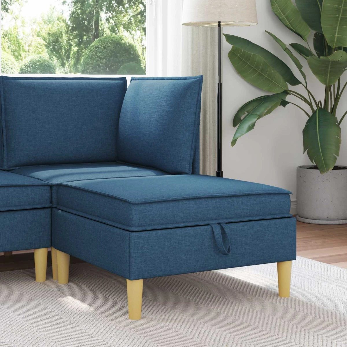 vidaXL Sofa Puff med Opbevaring - Blå Stof, 70x70 cm
