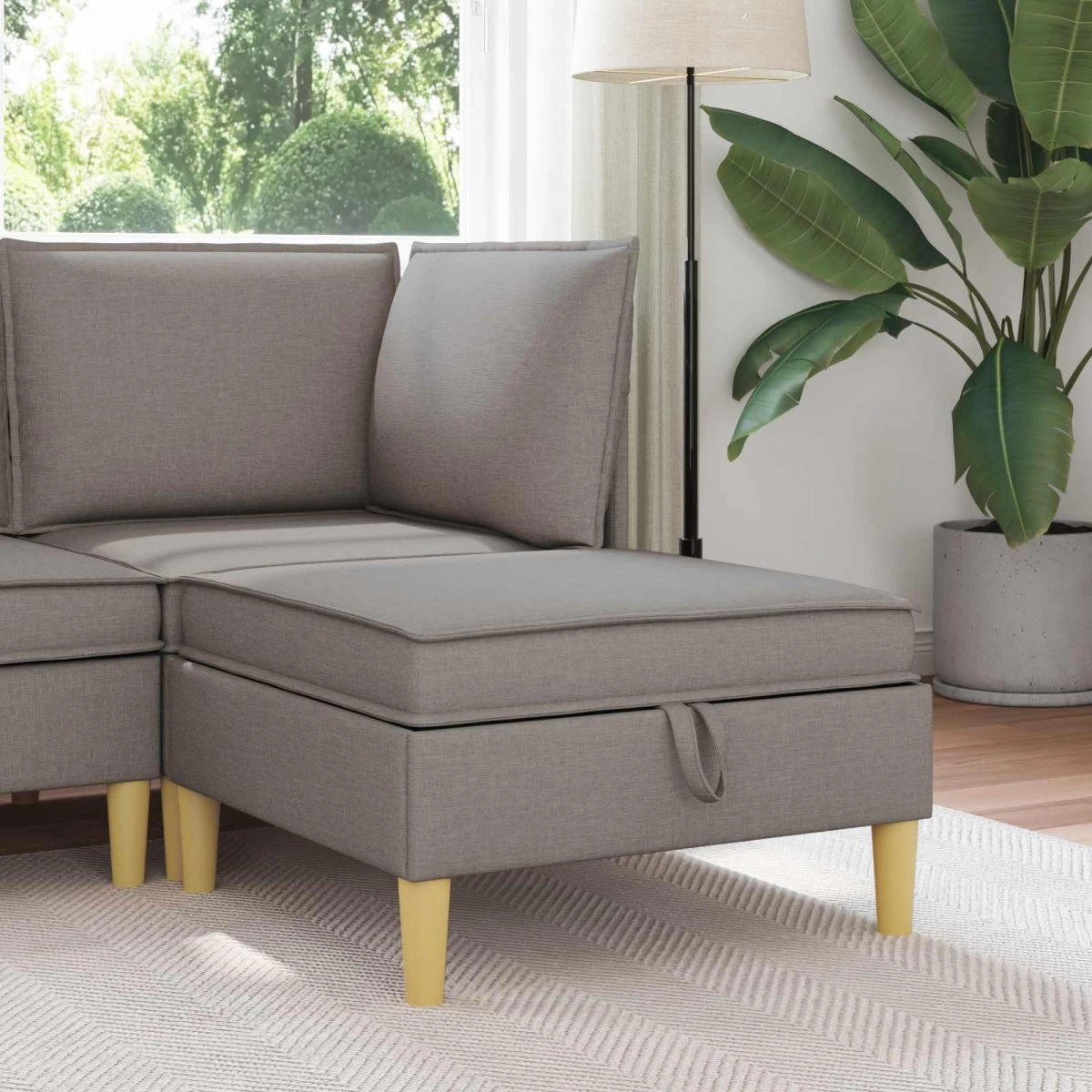 vidaXL Sofa Puff med Opbevaring - Gråbrun, 70 x 70 x 40 cm