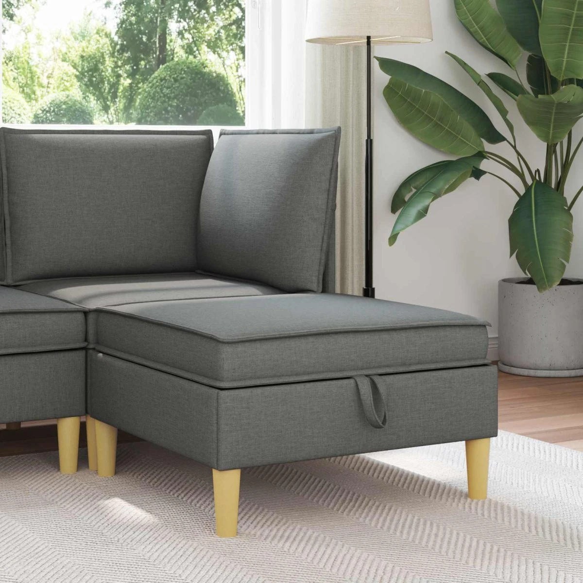 vidaXL Sofa med opbevaring i gråt stof