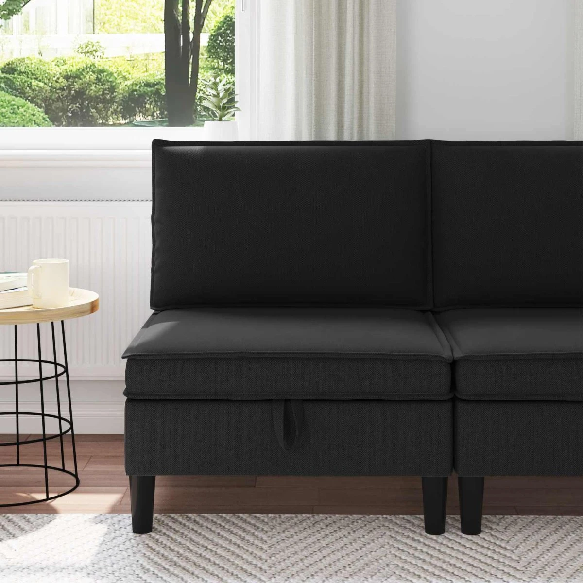 vidaXL Mellem Sofa med Opbevaring i Sort Fløjl