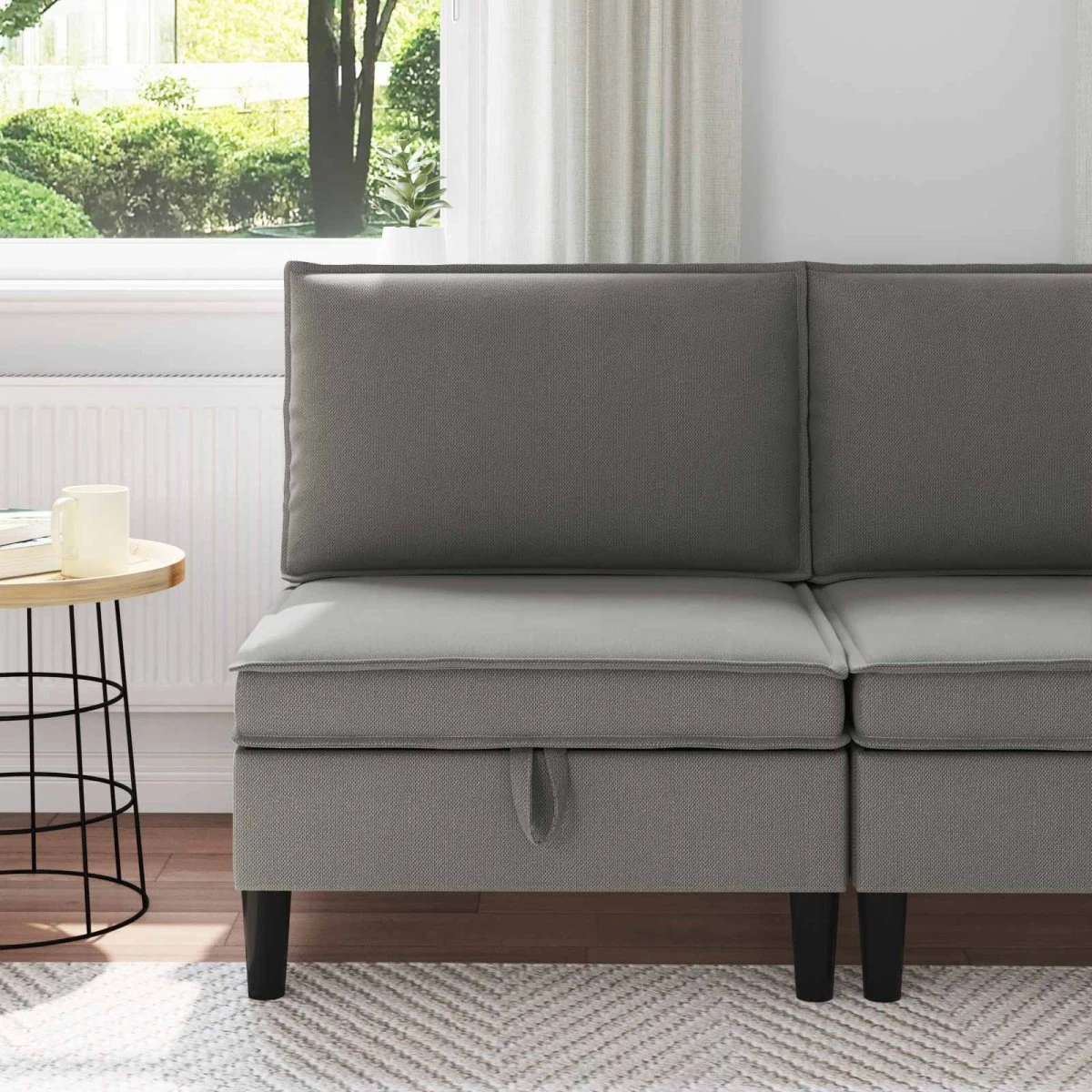vidaXL Mellem Sofa med Opbevaring i Mørkegrå Fløjl - 70x70x82 cm