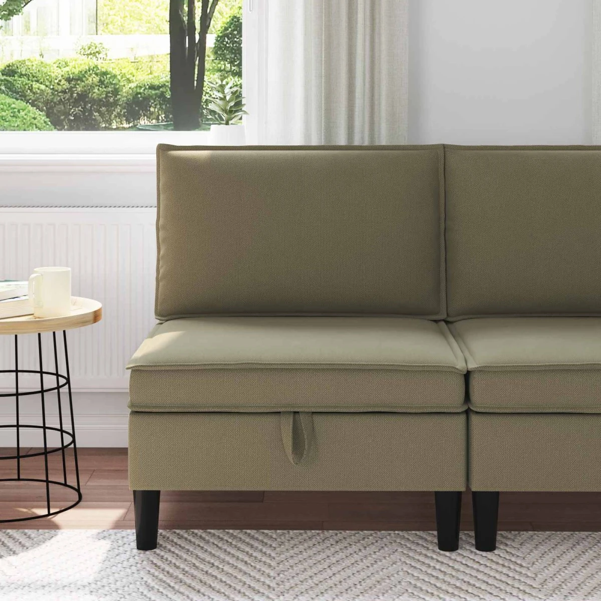 vidaXL Mellem Sofa med Opbevaring i Kakifarvet Fløjl