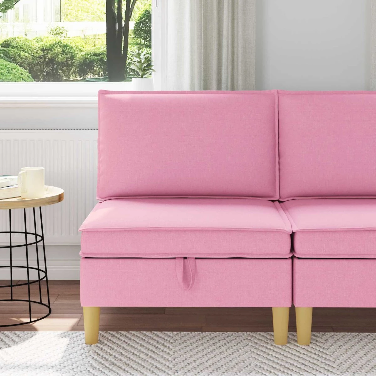 vidaXL Opbevaringsottoman i stof - Rosa