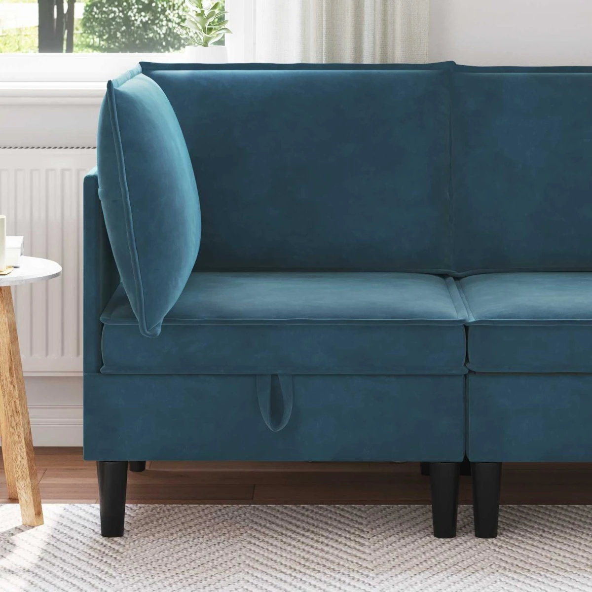 vidaXL Sofa med opbevaring i blå fløjl
