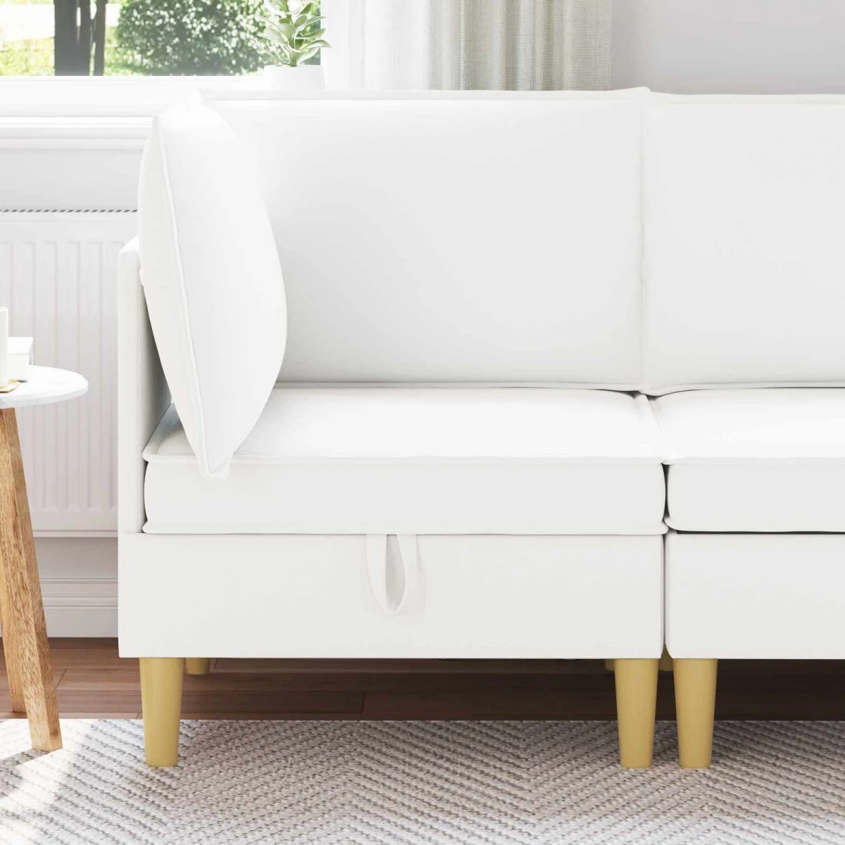 vidaXL Sofa med opbevaring i stof - Hvid