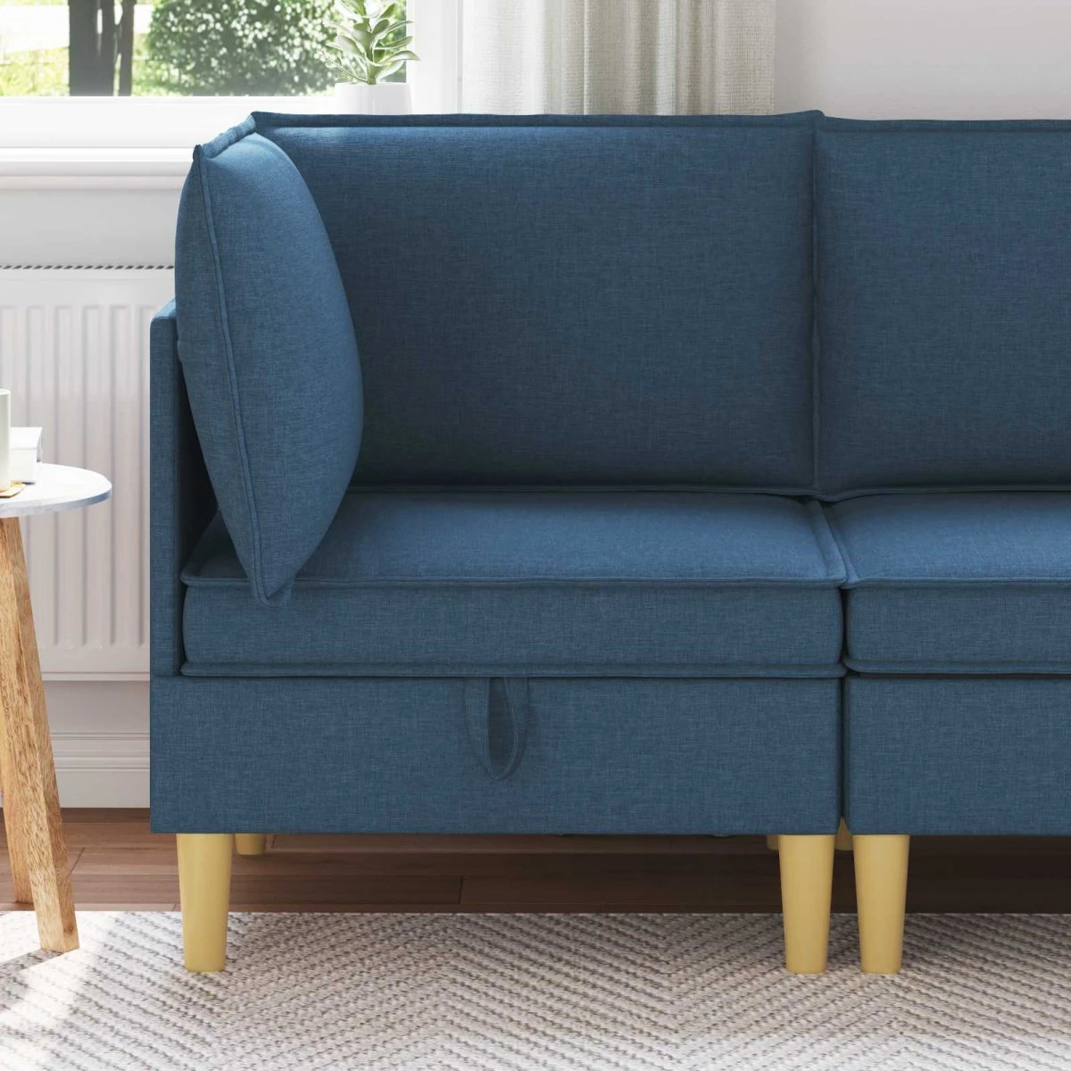vidaXL Sofa med opbevaring i blåt stof