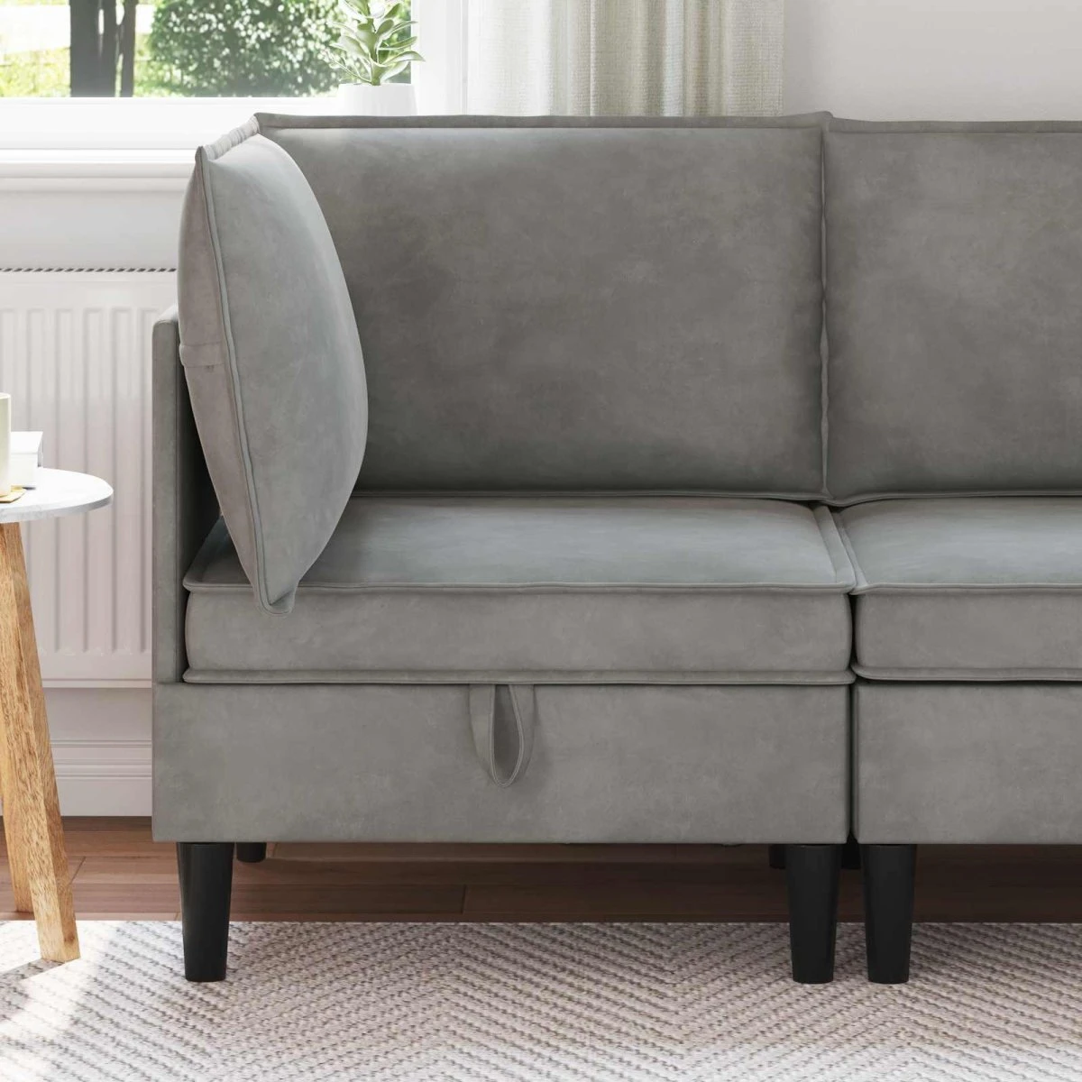 vidaXL Sofa med opbevaring i lysegrå fløjl
