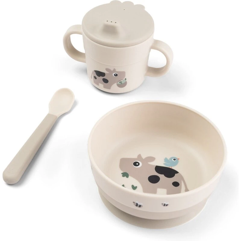 Done by Deer Foodie Første Spisesæt m. sugekop - Tiny Farm Sand