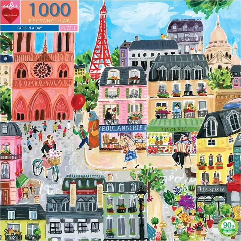 EeBoo 1000 brikker - Paris in a Day puslespil