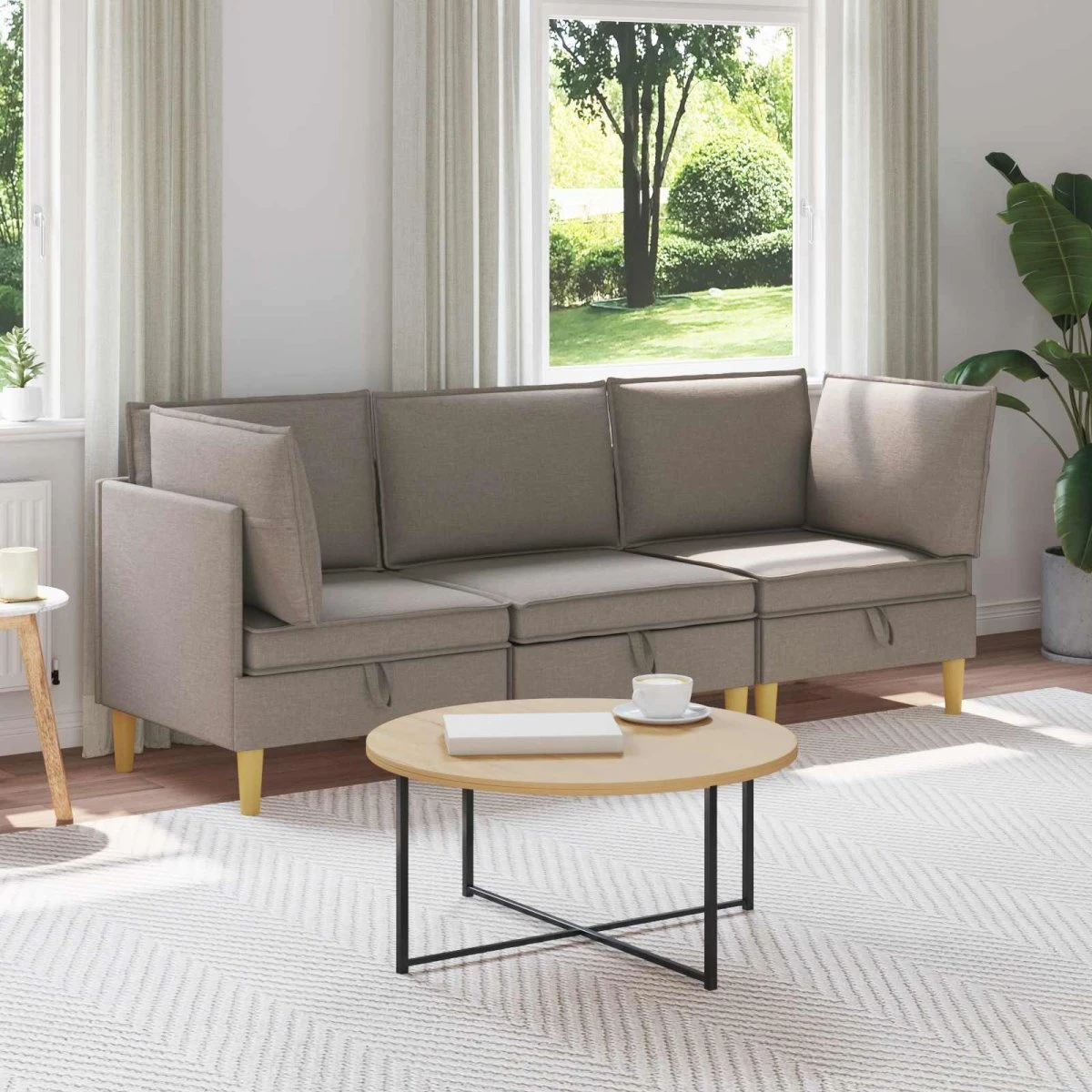 vidaXL Modulsofa sæt med opbevaring, 3 dele, gråbrun