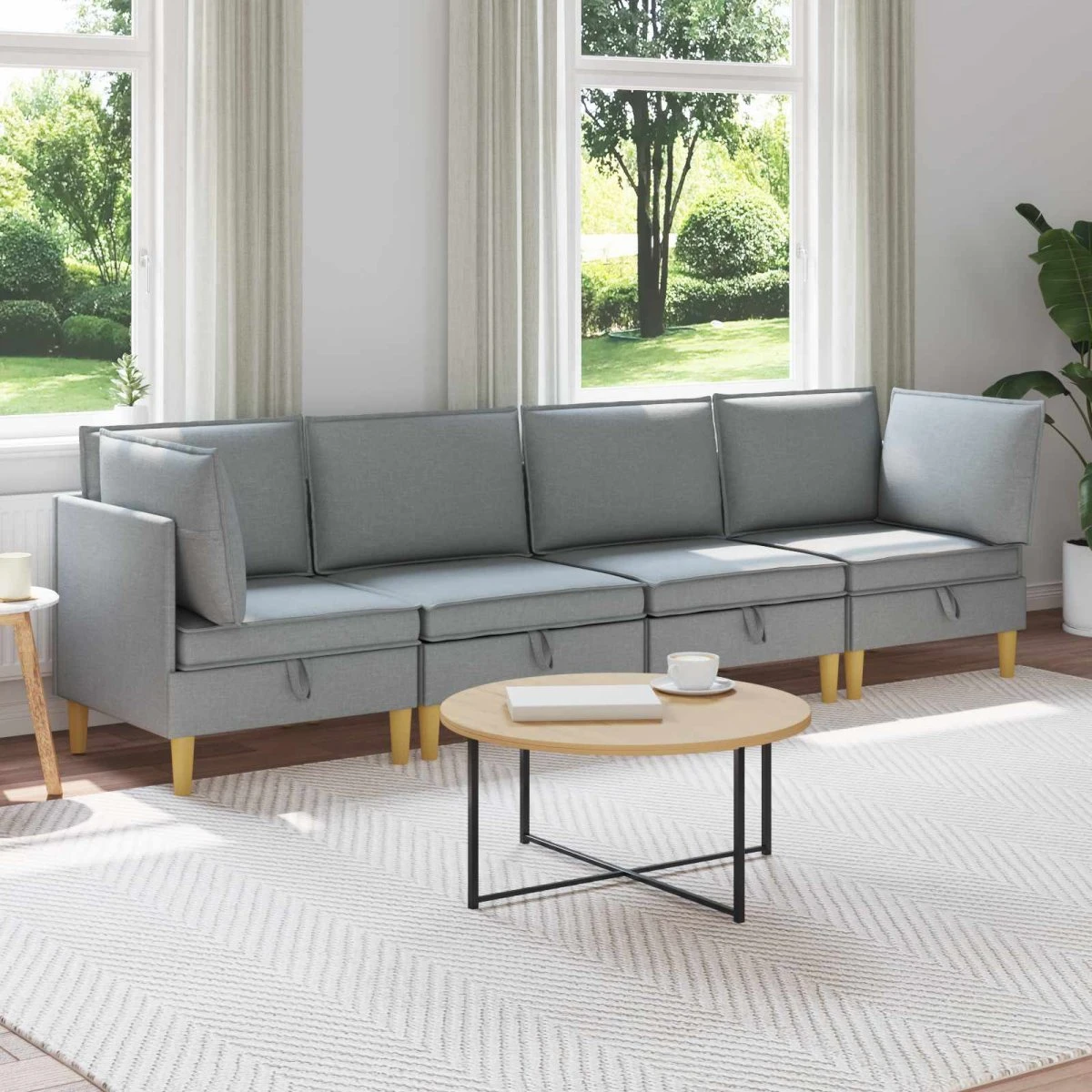 vidaXL Modulsofa sæt med opbevaring, 4 stk., lysegrå
