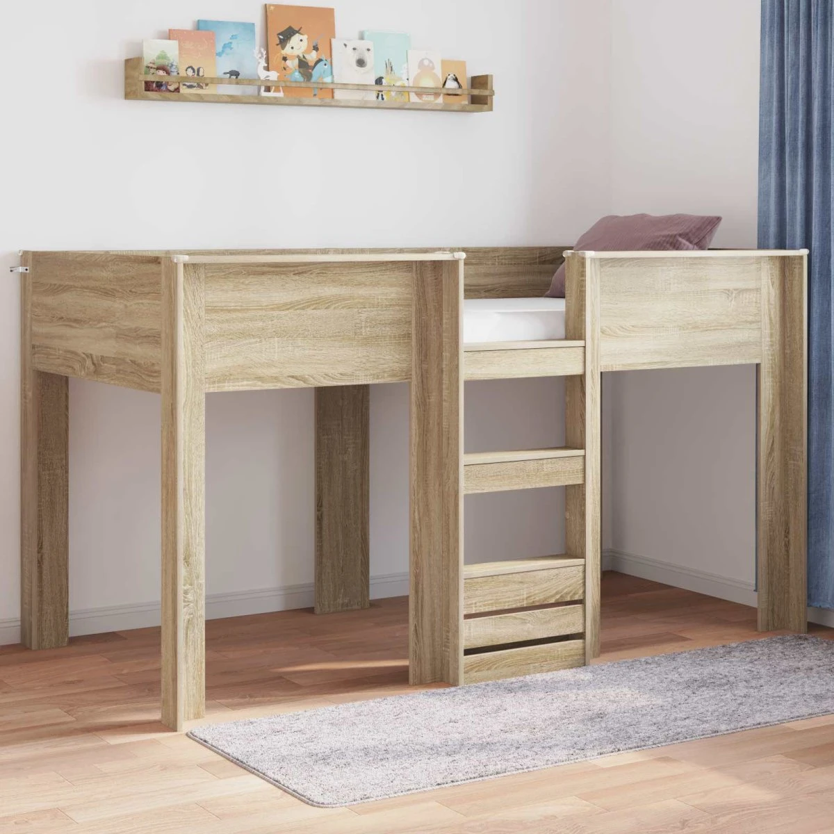 vidaXL Køjeseng til Børn Sonoma Eg 90 x 200 cm