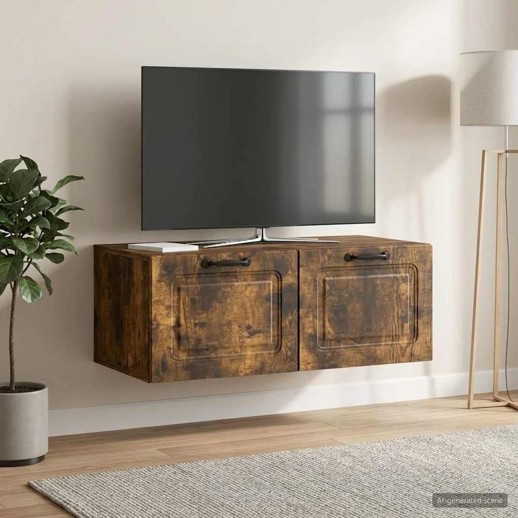 vidaXL Væghængt TV-skab i røget eg, 78,5 x 41 x 30 cm
