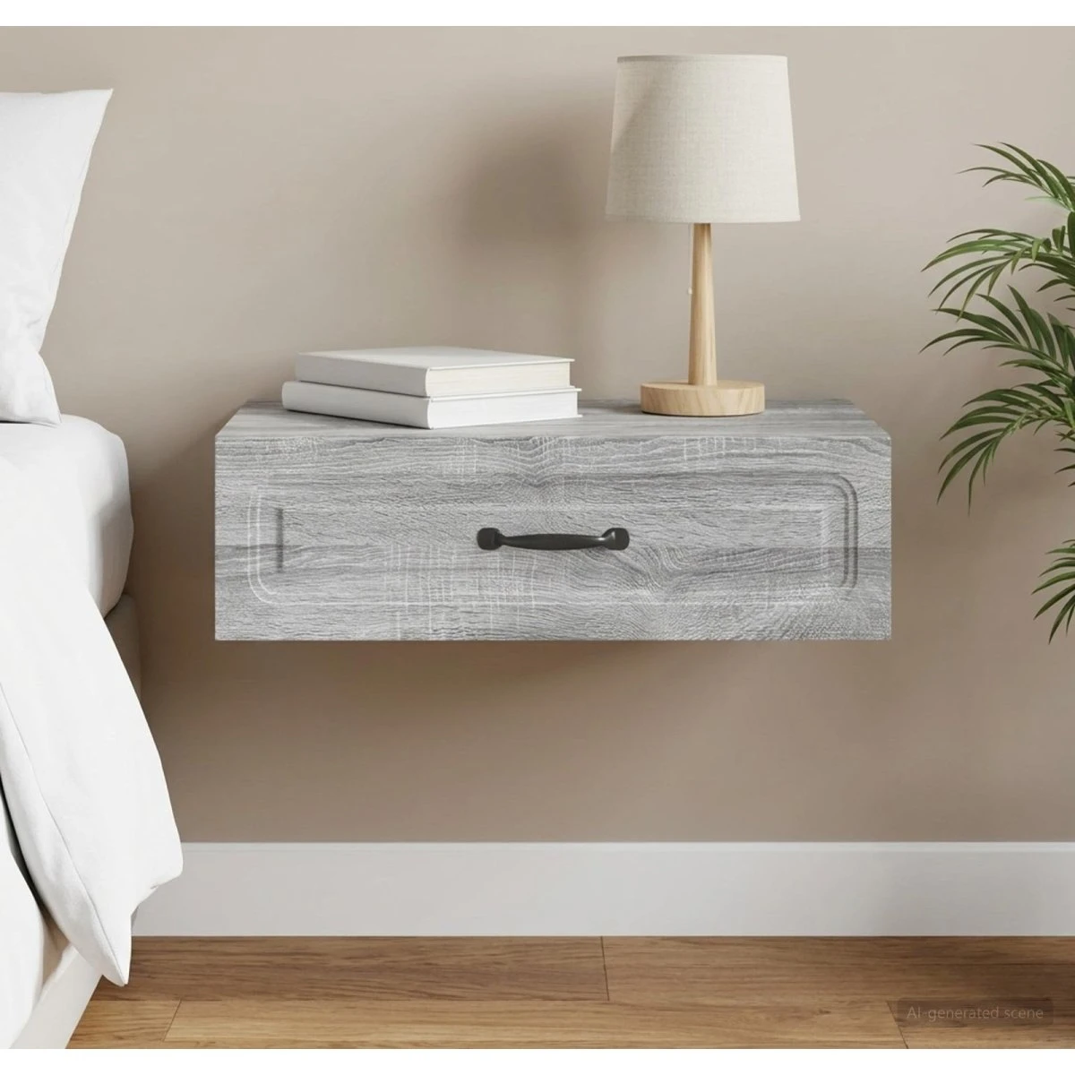 vidaXL Væghængt Sideskab Grå Sonoma-eg 59 x 34,5 x 17 cm