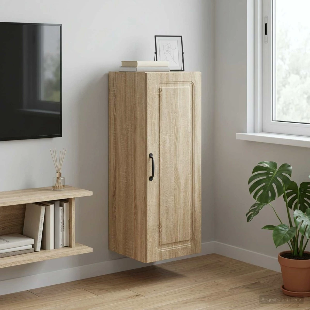 vidaXL Vægmonteret skab 33 x 34,5 x 90 cm i Sonoma-eg