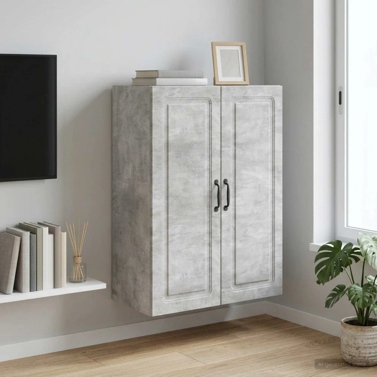 vidaXL Vægmonteret skab 66 x 34,5 x 90 cm - Betongrå
