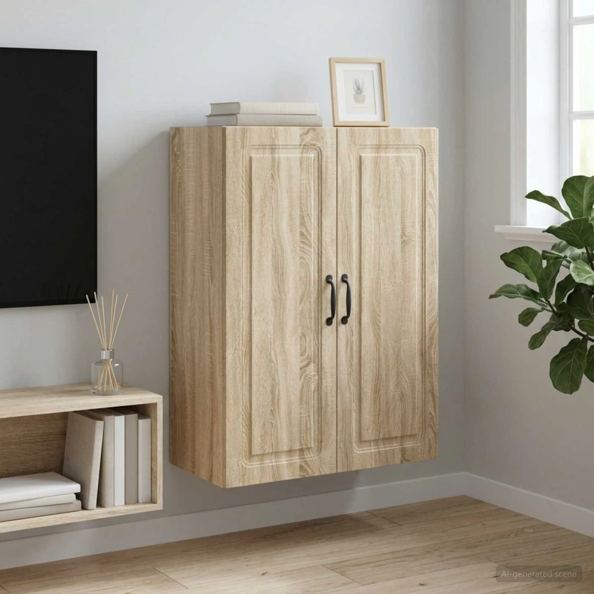 vidaXL Vægmonteret skab 66x34,5x90 cm i Sonoma-eg