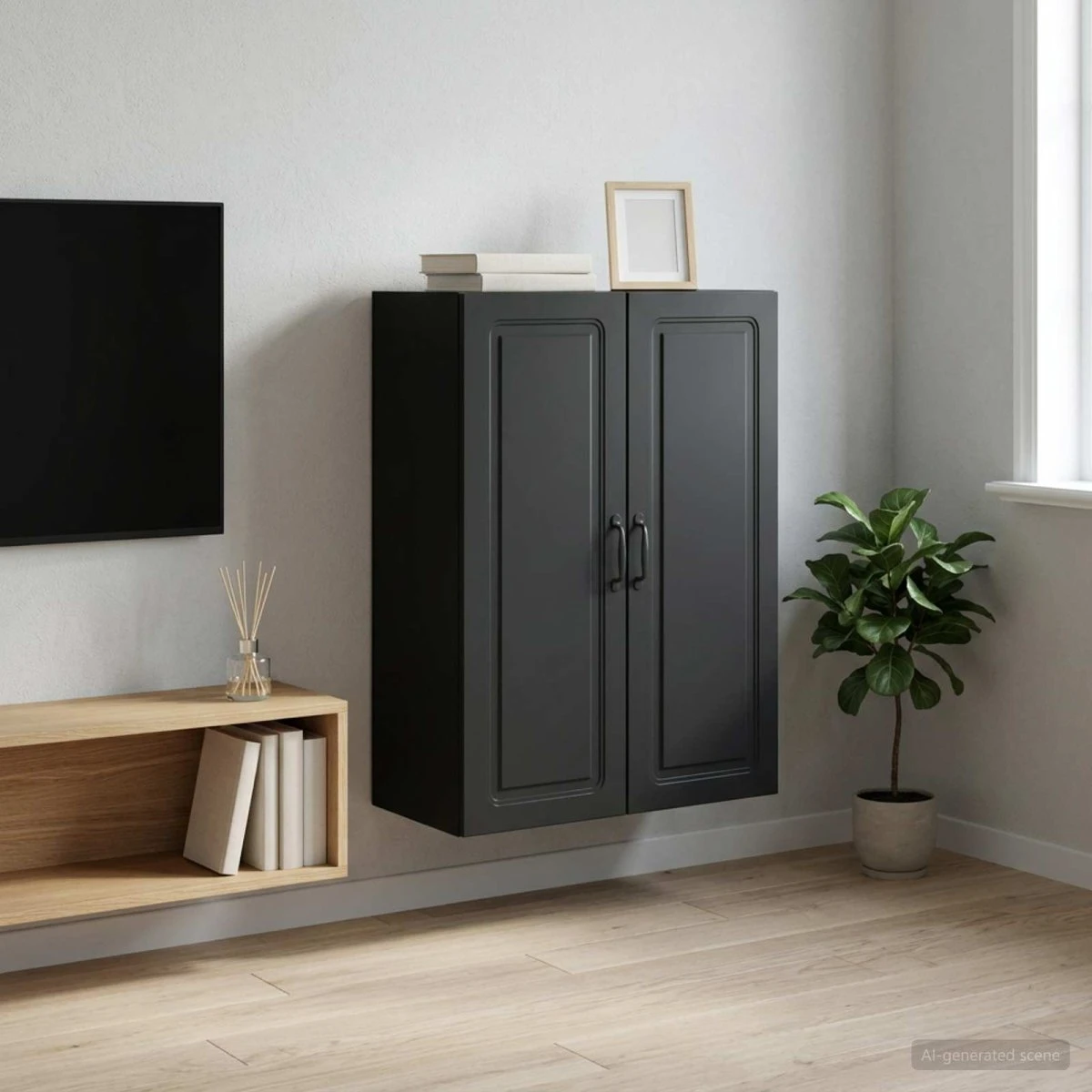 vidaXL Vægmonteret skab 66 x 34,5 x 90 cm - Sort