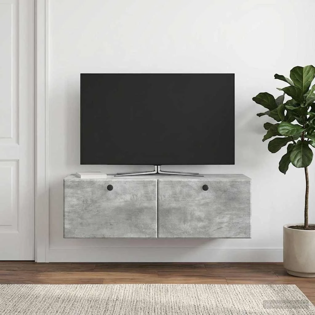 vidaXL Væghængt TV-skab 98x31x30 cm - Betongrå
