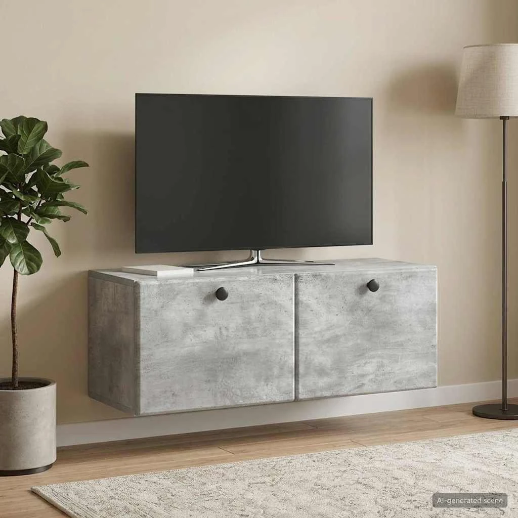 vidaXL Væghængt TV-skab i betongrå - 78,5 x 31 x 30 cm