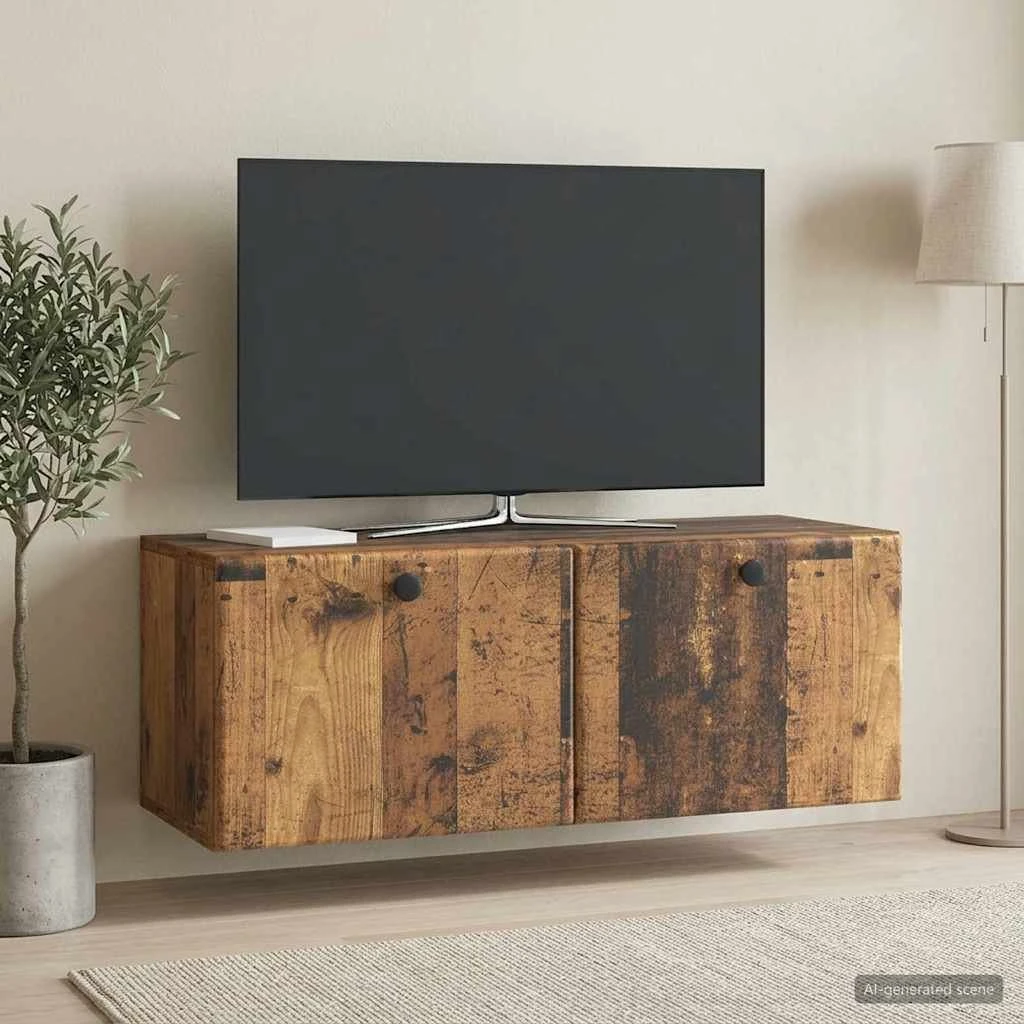 vidaXL Væghængt TV-skab i gammelt træ - 78,5 x 31 x 30 cm