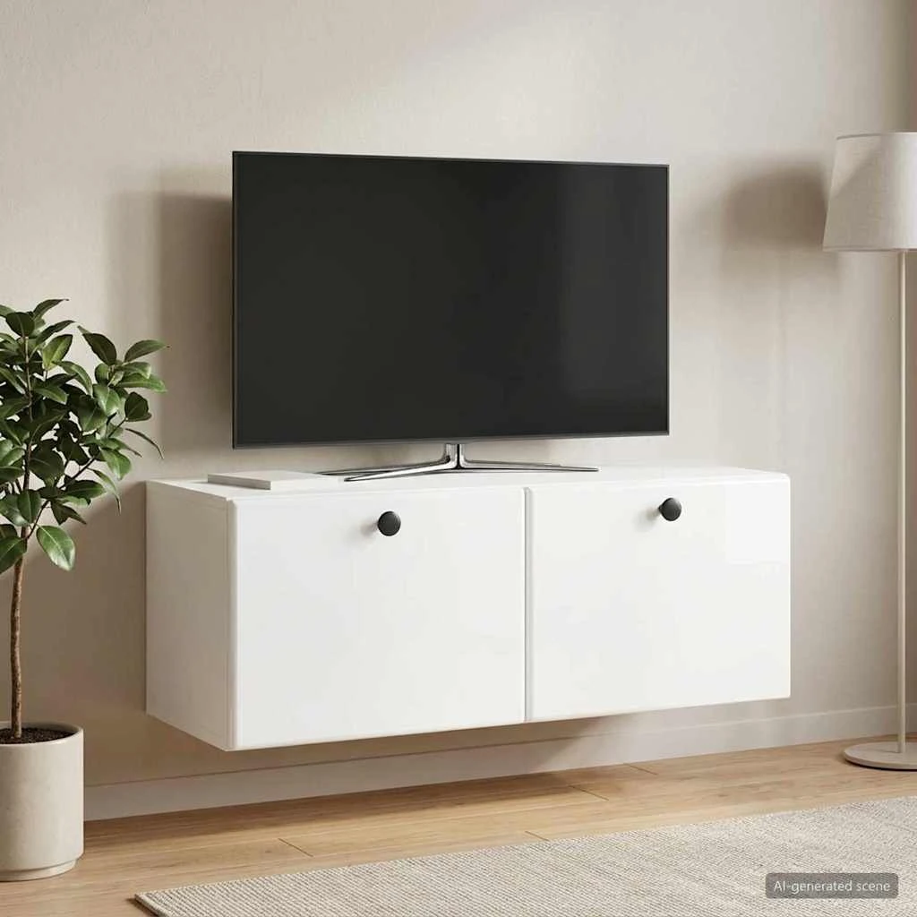 vidaXL Væghængt TV-skab 78,5 x 31 x 30 cm - Hvid højglans