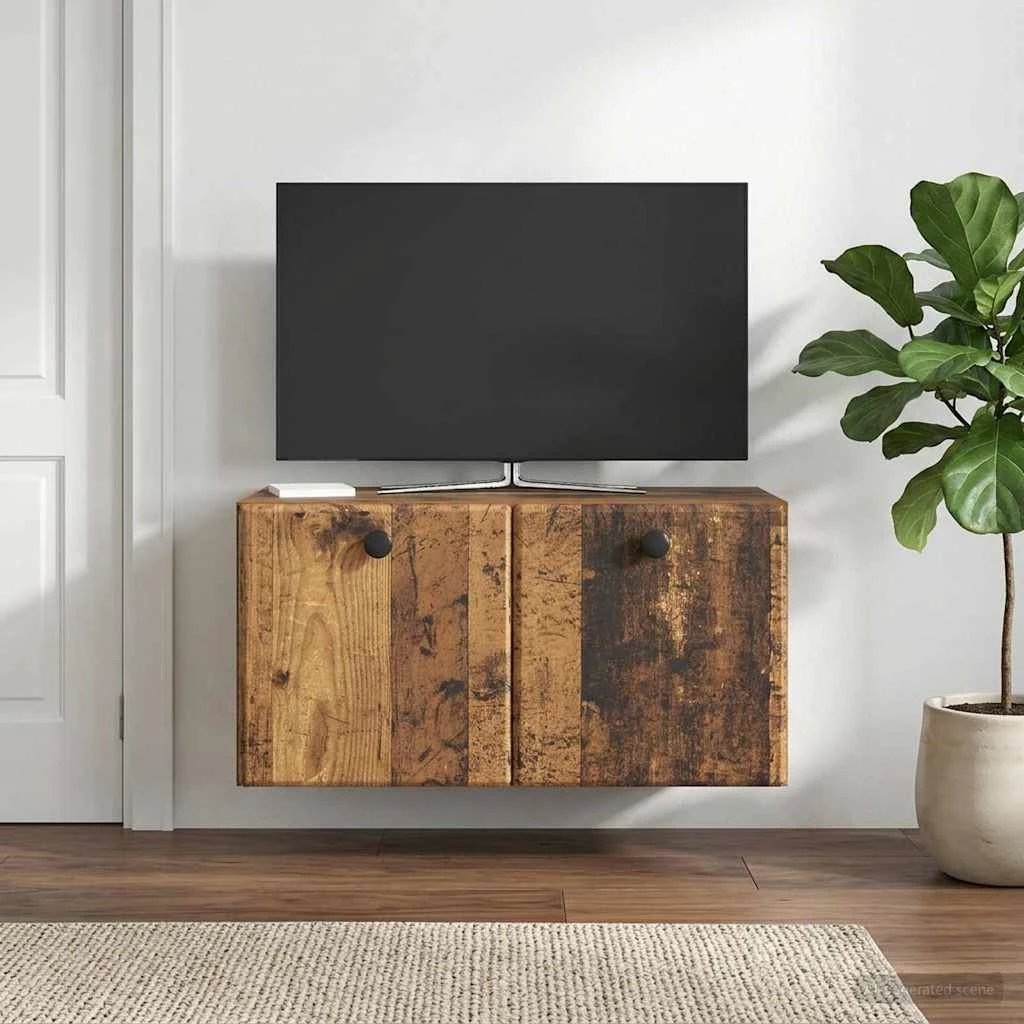 vidaXL Væghængt TV-skab i gammelt træ, 59,5 x 31 x 30 cm