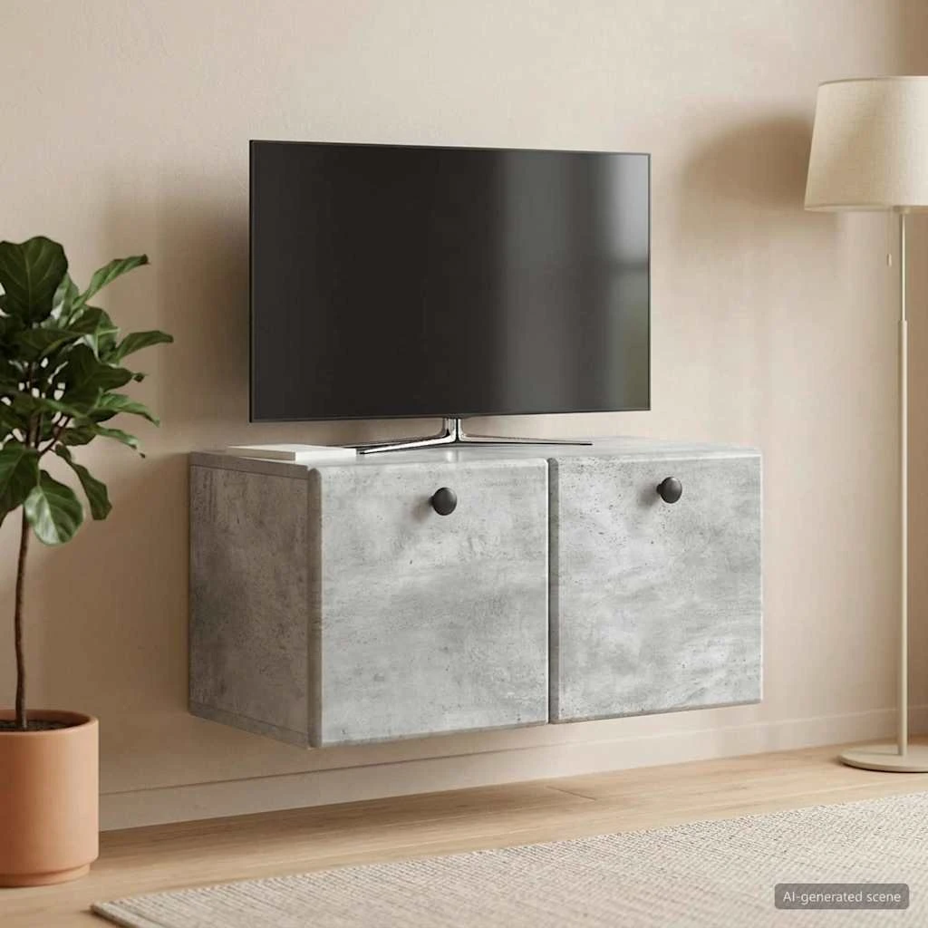 vidaXL Væghængt TV-skab 59,5x31x30 cm - Betongrå