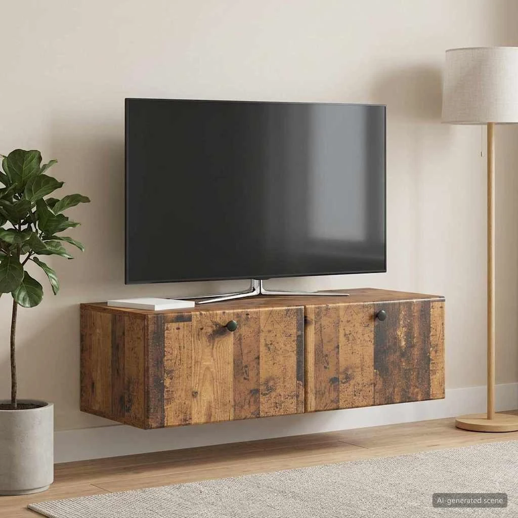 vidaXL Væghængt TV-skab 98x41x30 cm - Gammelt træ