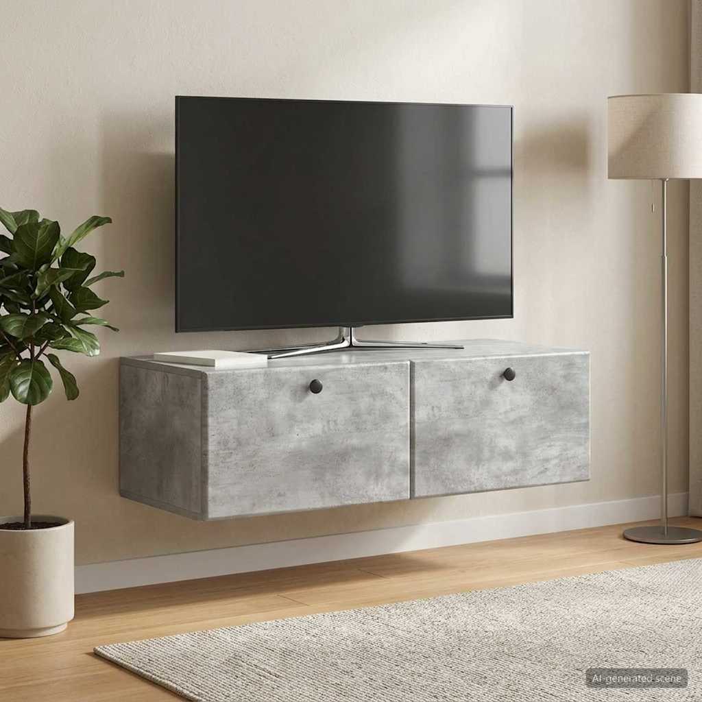 vidaXL Væghængt TV-skab 98x41x30 cm - Betongrå