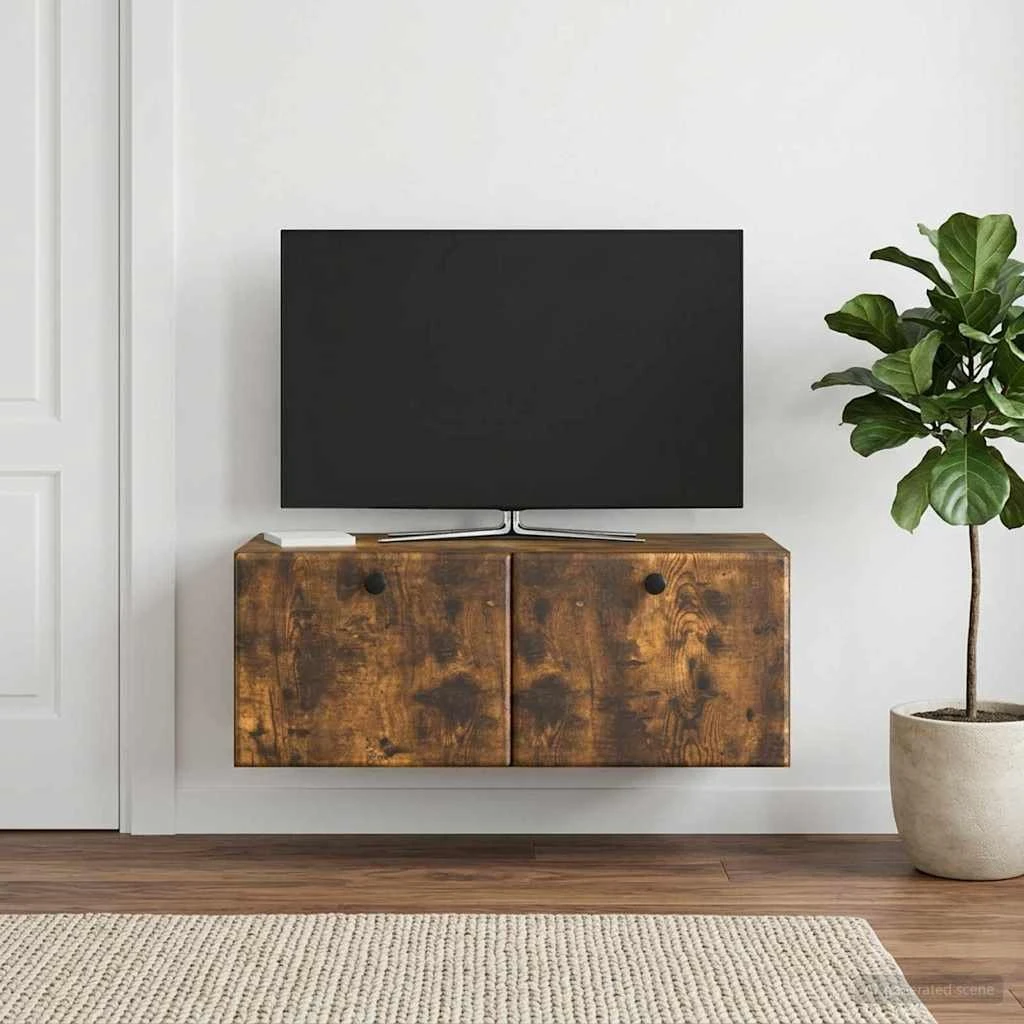 vidaXL Væghængt TV-skab i røget eg, 78,5 x 41 x 30 cm