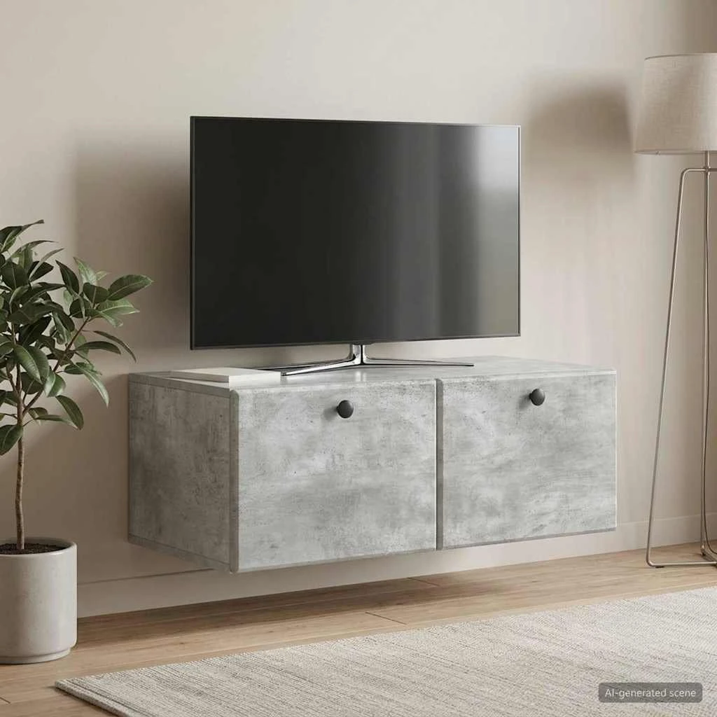 vidaXL Væghængt TV-skab 78,5 x 41 x 30 cm - Betongrå