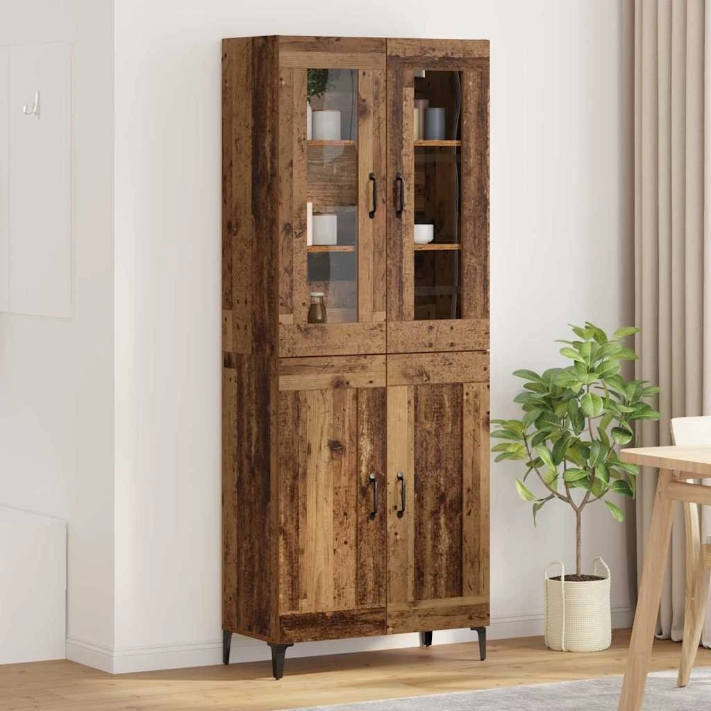 vidaXL Highboard i gammelt træ, 69,5 x 34 x 180 cm