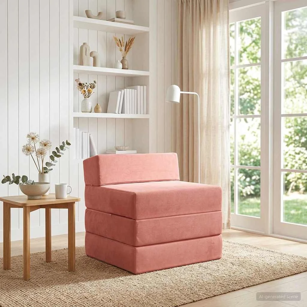 vidaXL Samlebar Sofa Seng Lyserød Fløjl 70 x 60 x 63 cm