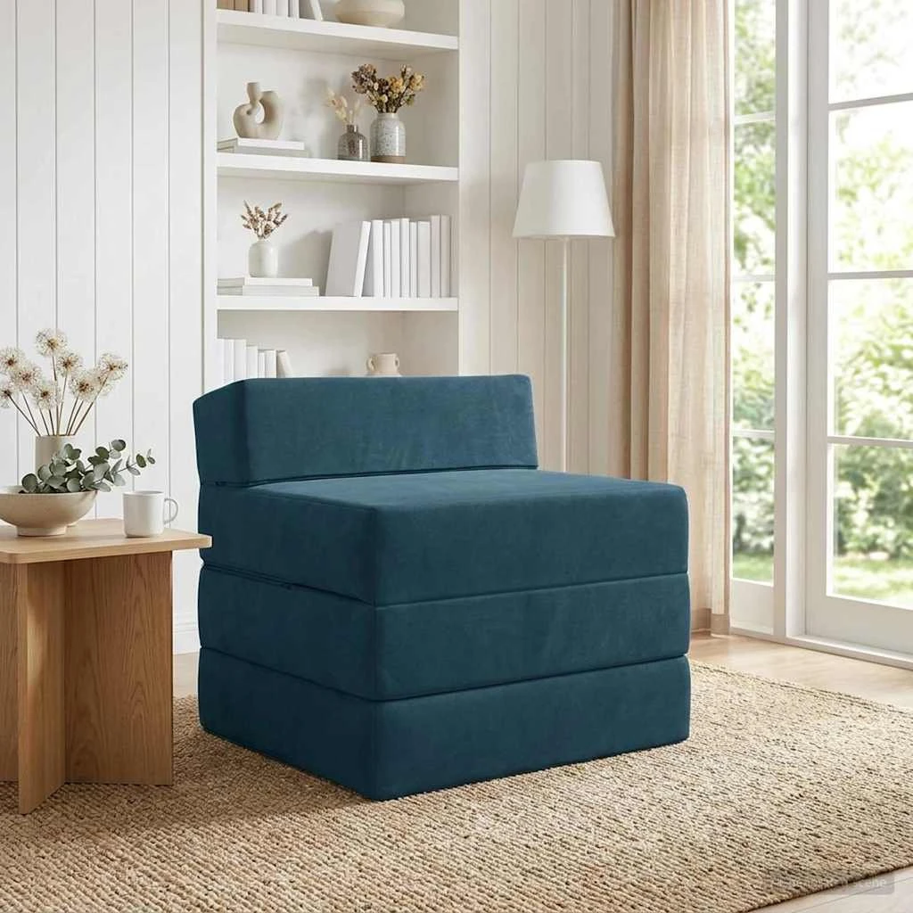 vidaXL Samlebar Sofa Seng Blå Fløjl 70 x 60 x 63 cm