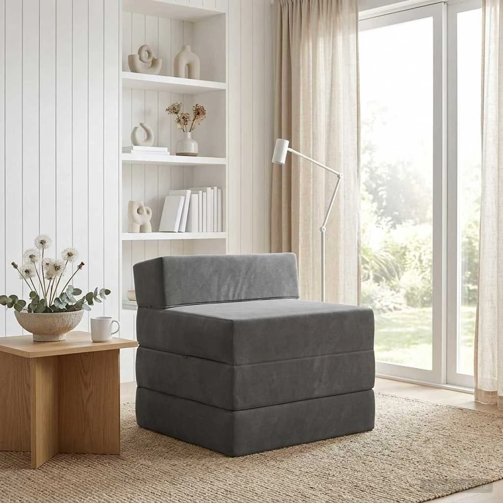 vidaXL Samlebar Sofa Seng i Mørkegrå Fløjl, 70 x 60 x 63 cm